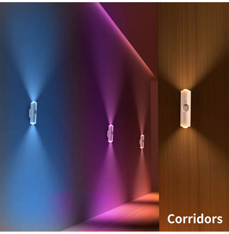 🌈 RGB Motion Sensor Wall Light — Magnetic Rechargeable LED Night Light