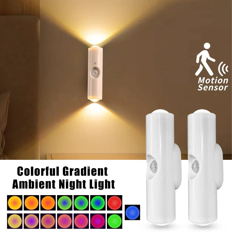 🌈 RGB Motion Sensor Wall Light — Magnetic Rechargeable LED Night Light