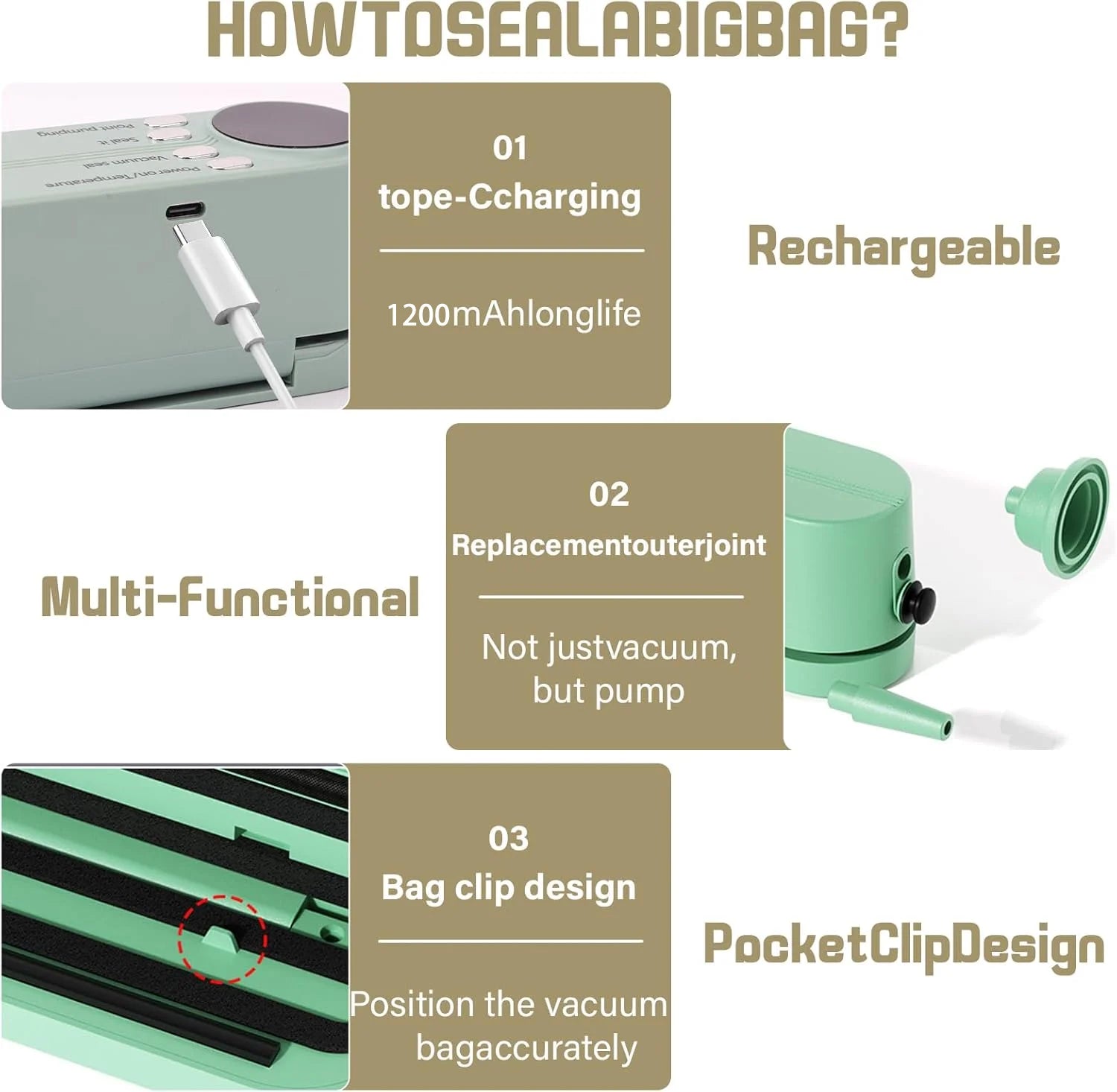 Mini Vacuum Sealer — USB Portable Food Sealing Machine with Pump &amp; Bags