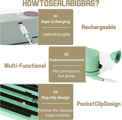 Mini Vacuum Sealer — USB Portable Food Sealing Machine with Pump &amp; Bags