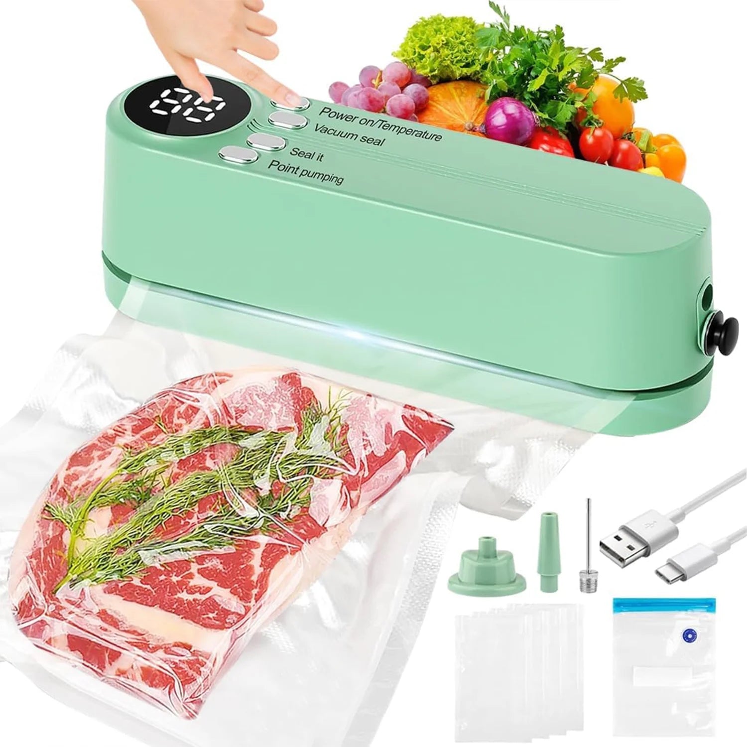 Mini Vacuum Sealer — USB Portable Food Sealing Machine with Pump &amp; Bags
