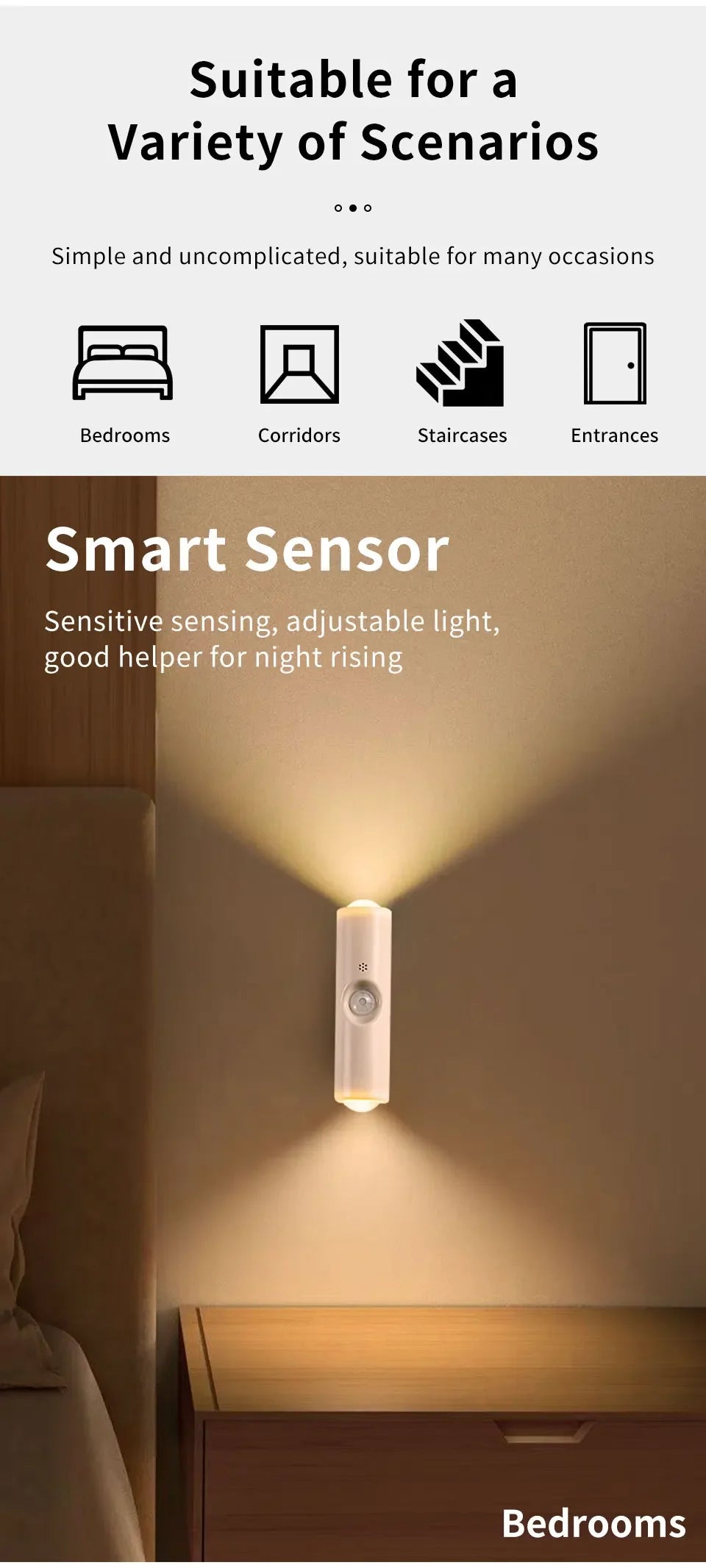 🌈 RGB Motion Sensor Wall Light — Magnetic Rechargeable LED Night Light