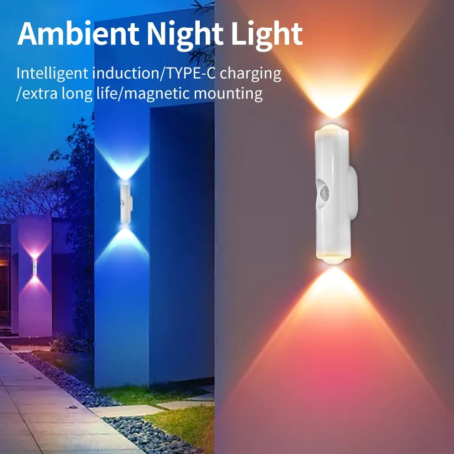 🌈 RGB Motion Sensor Wall Light — Magnetic Rechargeable LED Night Light